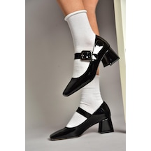 Fox Shoes T569613208 Siyah Rugan Kalın Topuklu Kadın Ayakkabı Siyah