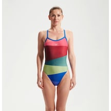 Speedo Placement Digital Turnback Kadın Yüzücü Mayosu Kırmızı-yeşil Kırmızı-yeşil