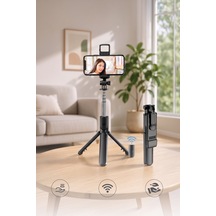 Tripod Çok Amaçlı Kumandalı Kablosuz Selfie Çubuğu Siyah