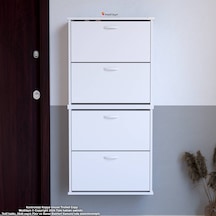 Modilayn Umay' 2 Li Asma Antre Hol 72 X 148 X 25, 5 Cm Lik 4 Düşer Kapak 8 Göz Raf Bölmeli Ayakkabılık Beyaz