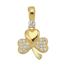 Goldkupe 14 Ayar Altın Taşlı Yonca Kolye Ucu 0,93 Gr-3341