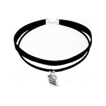 Gümüş Renk Nar Kadife -süet Choker Kolye Renkli