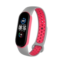 Sptmgldı Newface Mi Band 3-4 Spor Delikli Silikon - Gri - Kırmızı