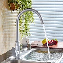 Lavabo Sabunluğu Fırçalanmış Nikel Sabunluk Mutfak Lavabo İçin 47 İnç Tüp Doğrudan Sabun Şişesine Bağlanır, Artık Dolum Yok Mutfak Lavabo Tezgah Dispenseri Tezgahtan Dahili Dolum