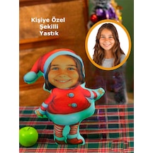Kişiye Özel Noel Anne Yılbaşı Tasarımlı Şekilli Yastık Çok Renkli