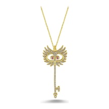 Taşlı Büyük Anahtar Kolye (498174478)