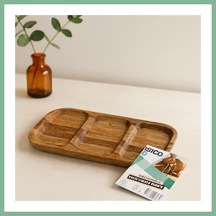 Bşkvirgo Akasya 3 Bölmeli Ahşap Servis Tepsisi 25x14 Cm Bsk2026