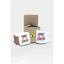 Donut Give Up Komik Tasarımlı Baskılı Kupa Bardak Seti, Eğlenceli Özel Hediye Mug Diğer