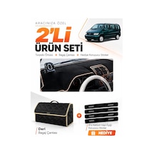 E-biz Mercedes Vıto W638 1996-2003 Uyumlu Torpido Örtüsü + Deri Bagaj Çantası - Siyah-bej - Mb024