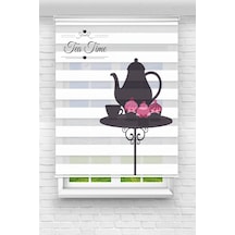 Perdeoutlet38 Baskılı Renkli Tea Time Dijital Baskılı Zebra Perde-cocuk Odası-stor Perde Model:pz-2518 Çok Renkli