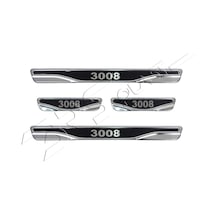 Peugeot 3008 Uyumlu Kapı Eşiği Karbon Krom 4 Parça