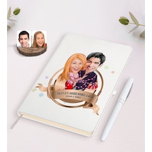 Kişiye Özel Yılın En Mükemmel Çifti Karikatürlü Beyaz Defter ve K N11.1286 Beyaz