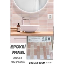 30 30cm Pudra Pembe Renkli Epoksi 1 Adet 3d Yapışkanlı Duvar Kaplama Paneli Mutfak Banyo Salon Ofis Pudra