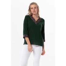 Truvakar Kol V Yaka Nakışlı Talya Şile Bezi Yazlık Bluz Yeşil Ysl-yeşil Yeşil Truvakar Kol V Yaka Nakışlı Talya Şile Bezi Yazlık Bluz Yeşil Ysl-yeşil Yeşil