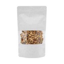 Pencereli Beyaz Kraft Kilitli Doypack Ambalaj 13 X 22,5 + 3,5 Cm - 250 Gr. 1000 Adet