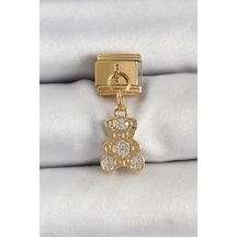 Mey İthalat 316l Çelik Sallantılı Zirkon Taşlı Ayıcık Model Gold Renk Nomination Charm 11 35007684