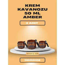 3 Adet Krem Kavanozu Amber 50 Ml Kahverengi