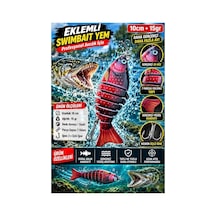 7 Parçalı Eklemli Swimbait At Çek 15 Gr 10 Cm Kırmızı Siyah Yüzüşlü 3d Gözlü Çift Üçlü Iğneli