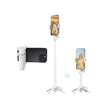 Juo Jst20 Kumandalı Mini Tripod Monopod Selfie Çubuğu Android Apple iPhone Uyumlu Beyaz