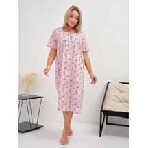 Smıle & Reza Büyük Beden Pamuklu Gecelik 466430459 Pembe