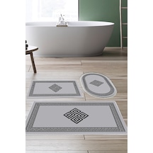 Eko Trend Djt 3 Lü Yıkanabilir Kaymaz Taban Banyo Paspas Seti 656m Modern gri