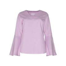 Bulalgiy Kadın Pembe Çizgili Kolu Volan Bluz - Bga103926-pembe Bulalgiy Kadın Pembe Çizgili Kolu Volan Bluz - Bga103926-pembe