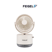 Fegel FG-03 Masaüstü Şarjlı Nemlendiricili Otomatik Dönüşlü LED Işıklı Fan