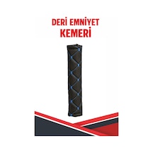 Mıtsubıshı Outlander Uyumlu Emniyet Kemer Pedi Siyah Deri Mavi Dikişli