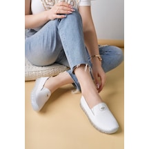 Nesilshoes Nesil Shoes Knc 14 Beyaz Hakiki Deri Şeffaf Taban Kadın Ayakkabı