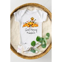 Hediyenza Good Morning Pumpkin Özel Tasarım Bebek Zıbın Pamuklu Çıtçıtlı Body Beyaz