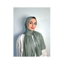 Sensu Tesettür Pratik Geçmeli Hazır Penye Şal Haki