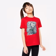 Uyguntarz Çocuk Orchid Baskılı Pamuklu Tshirt Kırmızı