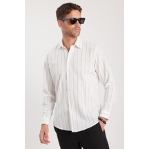 Tudors Erkek Regular Fit Klasik Kesim Spor Yaka Çizgili Pamuk Gömlek-37759 Çok Renkli