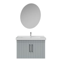 Creavit D20 80 Cm Banyo Dolabı Ve Yuvarlak Ayna Takımı Mat Gri