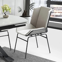 Ynca Metal Ayaklı Kumaş Salon Balkon Ve Mutfak Sandalyesi 1 Adet Krem