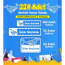 Sevimli Yunus Temalı Okul Kreş Kişiye Özel İsim Etiket Seti - Model 82 Çok Renkli