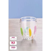 2li Çift Cidarlı Tüylü Bardak Kupa 350ml Ev Ofis Kahve Çay Bardağı El Yapımı Cam Bardak Borosilikat