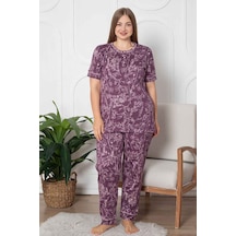 Alimer Kadın Mürdüm Bisiklet Yaka Büyük Beden Pijama Takm 2766b-m Mürdüm