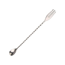Burgulu Çatallı Bar Kaşığı 33 Cm Kokteyl Karıştırma Kaşığı Gümüş