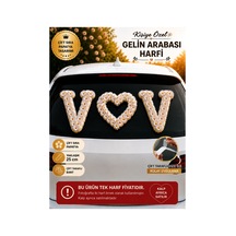 Kişiye Özel Gelin Arabası V Harfi Çift Sıra Papatya Süsü 25 Cm Tek Harf - 902393318 Diğer