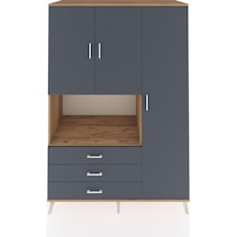 Kronos Dolap 7 Raflı 3 Çekmeceli 3 Kapaklı 132x59x195 Çam-antrasit/antrasit Antrasıt/antrasıt