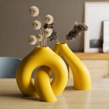 3d Baskı Interlocking Vazo - İç İçe Geçen Dekoratif Vazo-sarı Çok Renkli