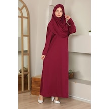 Tek Parça Namaz Elbisesi Bordo-20998 Gül Kurusu