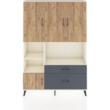 Arges Dolap 7 Raflı 2 Çekmeceli 5 Kapaklı 132x30x195 Aytaşı-çam/antrasit Atlas Çam/antrasıt