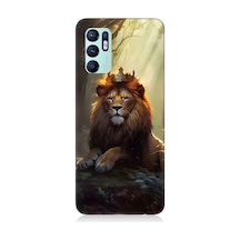 Oppo Reno 6 Uyumlu Kral Aslan Desenli Silikon Kılıf