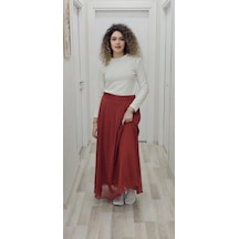 Lodmela Bel Lastikli Kloş Şifon Etek 6003-kiremit Kiremit