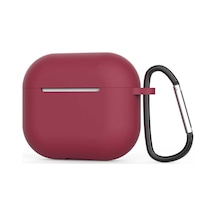 Apple Airpods 3. Nesil Uyumlu Kılıf Silikon Yumuşak Soft Yüzey Kancalı Airbag 28 Kılıf, Mürdüm Col81650-mürdüm