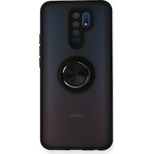 Xiaomi Redmi 9 Uyumlu Kılıf Montreal Yüzüklü Silikon Kapak - Siyah