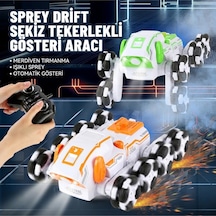 Uzaktan Kumandalı 8 Tekerlekli Akrobat Araba - Buhar Püskürten Işıklı Şarjlı Robot Köpek Oyuncak Yeşil