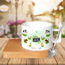 Kişiye Özel Mesleki Veteriner Hekim Ahşap Altlıklı Seramik Fincan